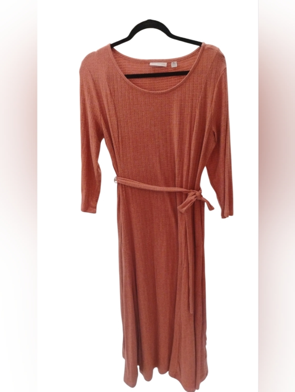 Nina Leonard Rust Knit Belted Midi Dress - Womens SZ XL